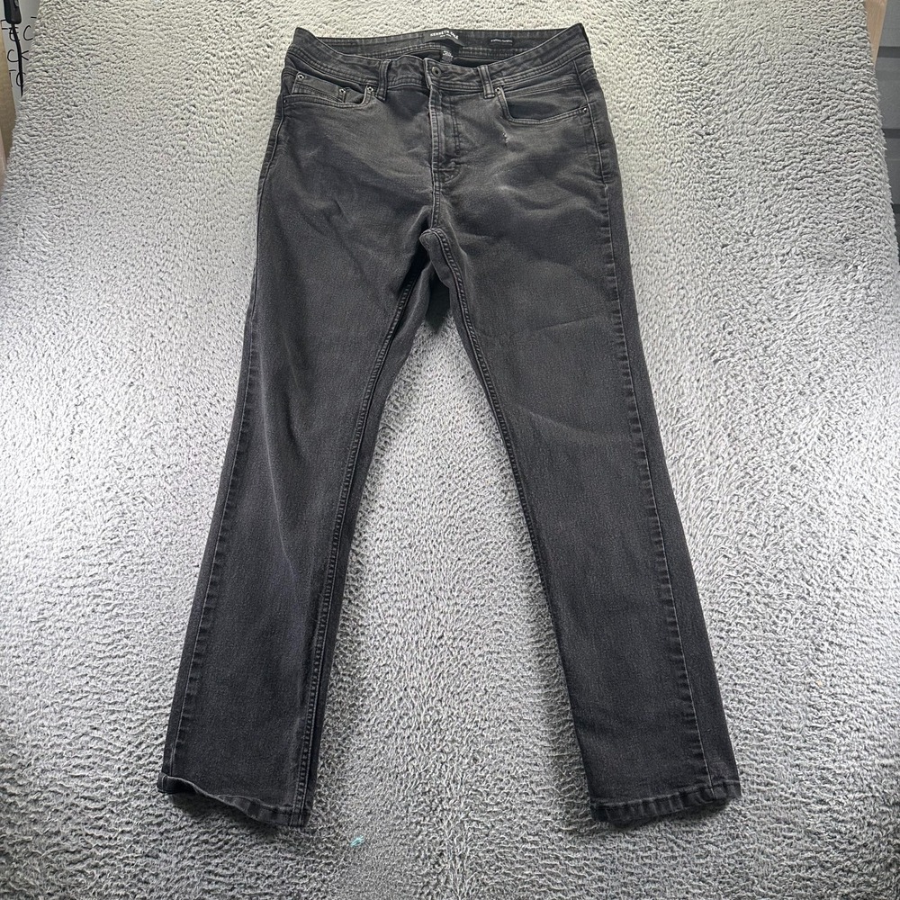 Kenneth Cole Jeans Men 34x32 Black Cotton Denim Straight Tapered Workwear Travel